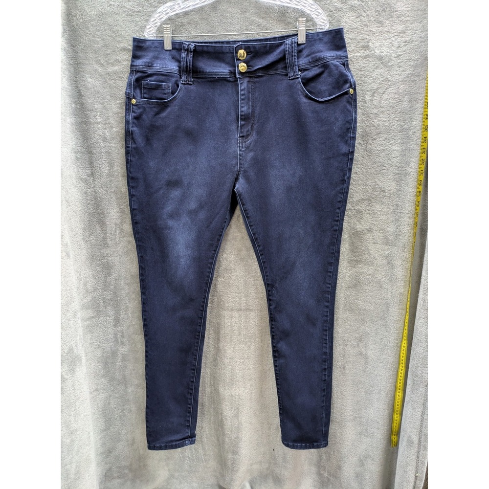 City Chic Asha High Rise Skinny Jeans Womens 18R Dark Wash Stretch Modern Casual